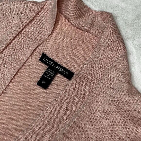Eileen Fisher Womens Small Pale Pink Linen Cotton‎ Blend Open Cardigan Sweater - Picture 1 of 9